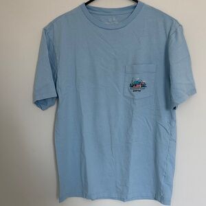 Vineyard Vines Light Blue Short Sleeve Pocket Tee with Small Graphic